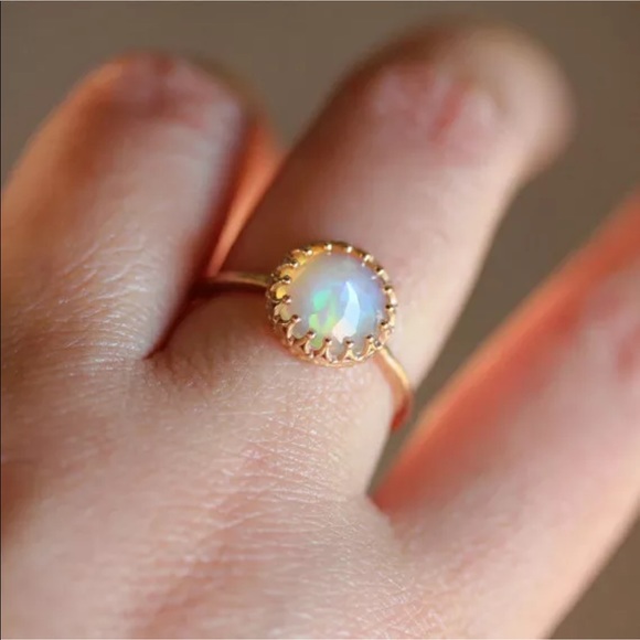Dainty Opal Stacking Ring - Picture 2 of 8